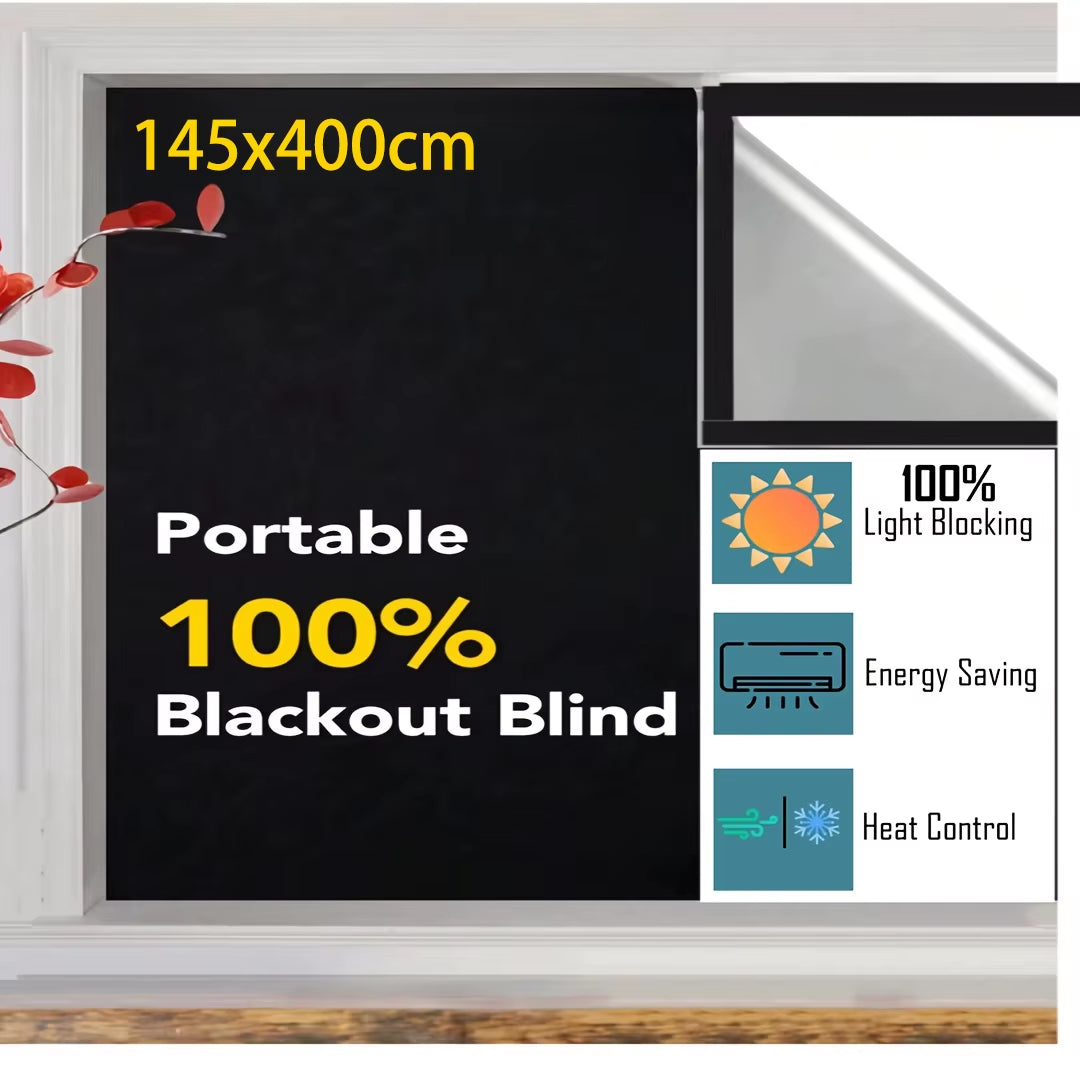100 Blackout Window Cover Darkest Light Block Black Privacy Film House Home Tint Glass Cloth Curtain Bedroom UV Sunshade Sun