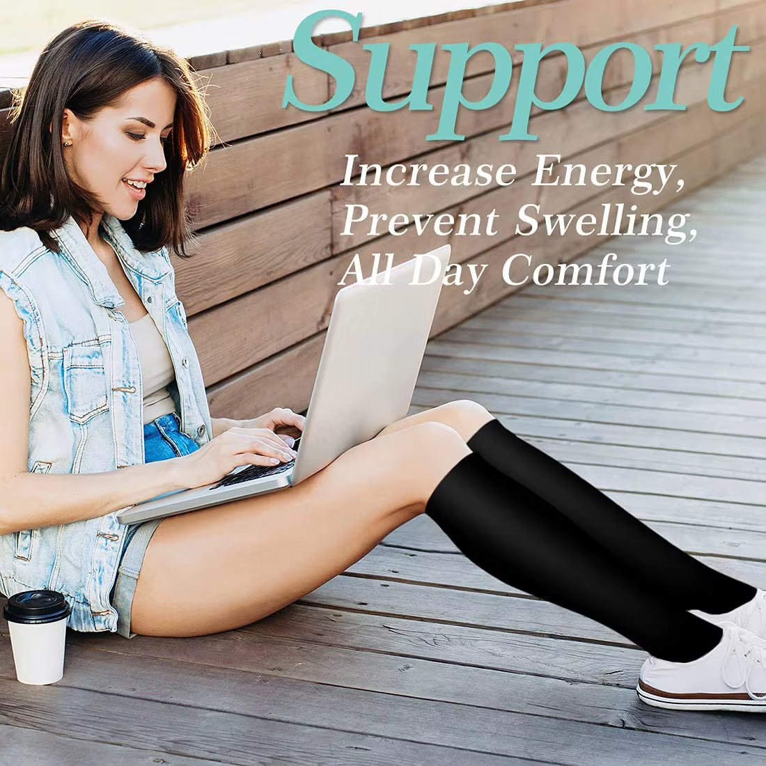 6 Pairs Women and Men Copper Black Compression Socks Anti-Fatigue Pain Relief Graduated Compression 15-20Mmhg Sport Socks
