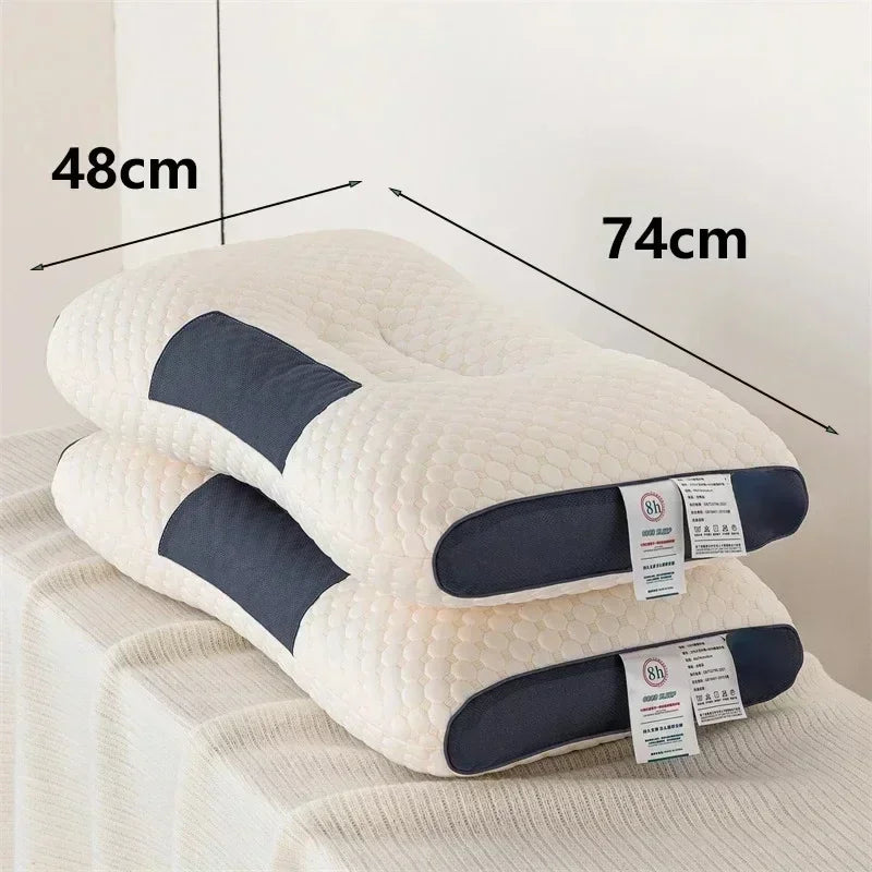 Pillow Support Cervical Vertebra to Help Sleep Home Pillow Core Does Not Collapse Anti-Snoring Pure Cotton Massage Pillow