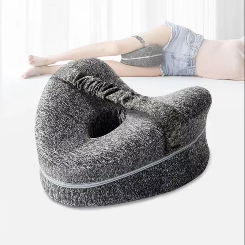 Memory Cotton Leg Pillow Hollow Heart Pregnancy Side Sleeper Sciatica Orthopedic Sciatica Back Hip Relief Pillow for Bed, Sofa