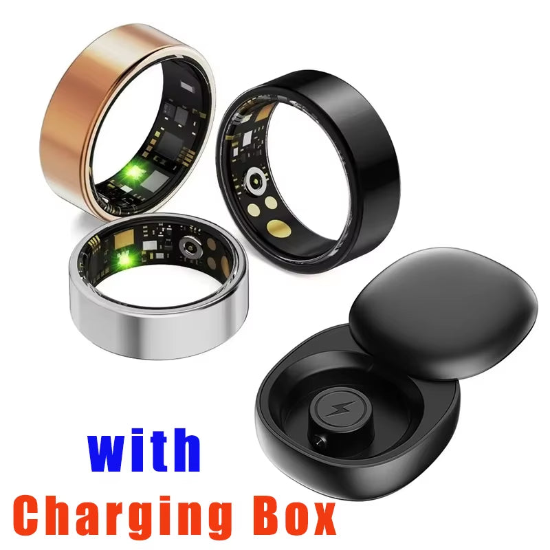 Smart Ring--300M IP68 Waterproof,Real Time Heart Rate Blood Oxygen Monitor Step Health Tracker,Accurate Sleep Counter,Sport Mode