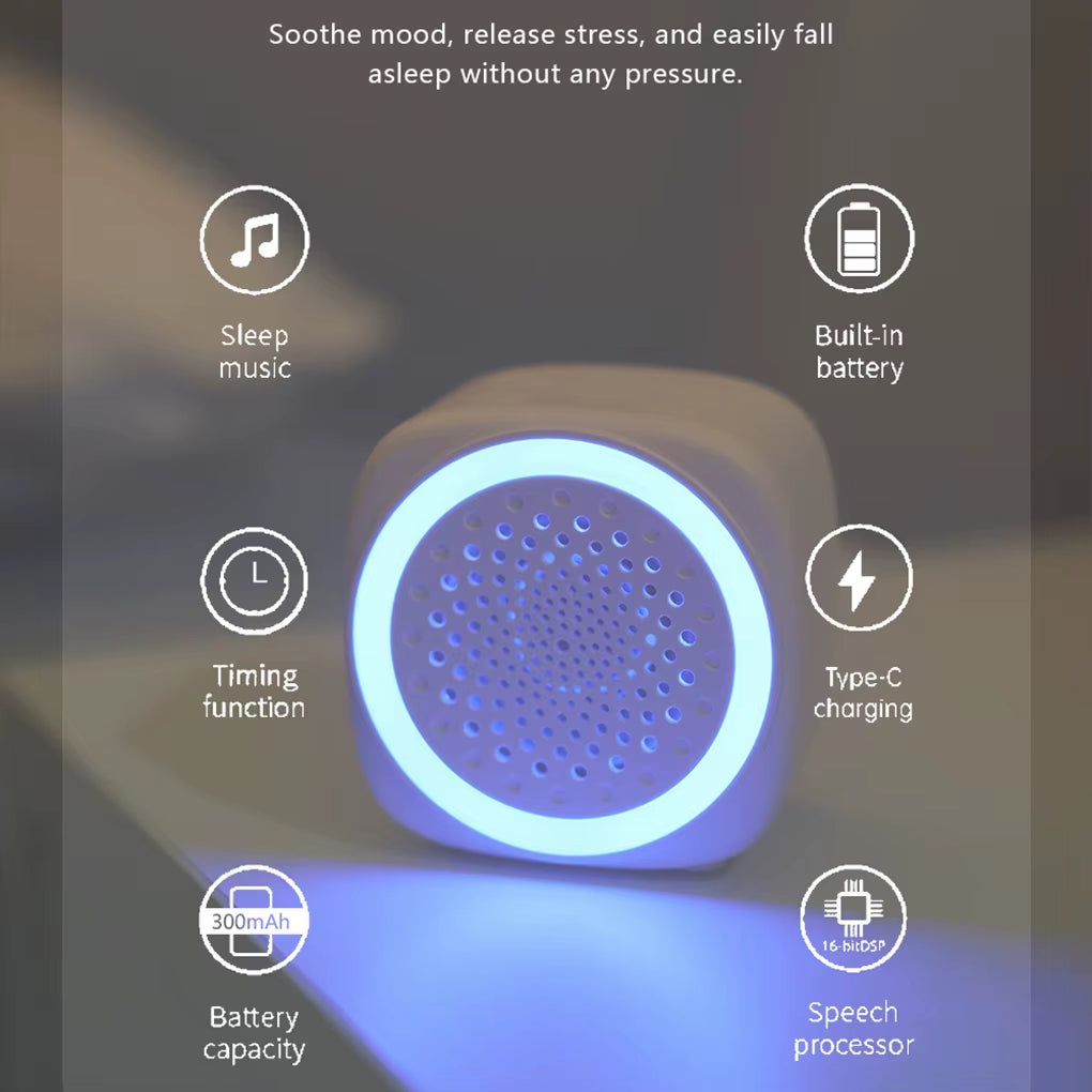 Mini White Noise Sound Machine Sleep Soother with 26 Soothing Sounds Breathing with RGB Light for Baby Adult Travel