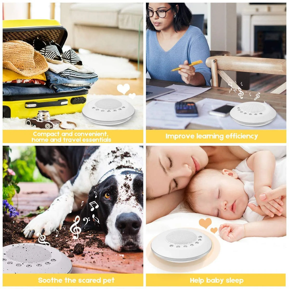 Baby White Noise Sound Machine Built-In 28 Soothing Sounds 4 Timer & Memory Function USB Rechargeable Portable Sleep Aid Device