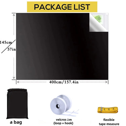 100 Blackout Window Cover Darkest Light Block Black Privacy Film House Home Tint Glass Cloth Curtain Bedroom UV Sunshade Sun