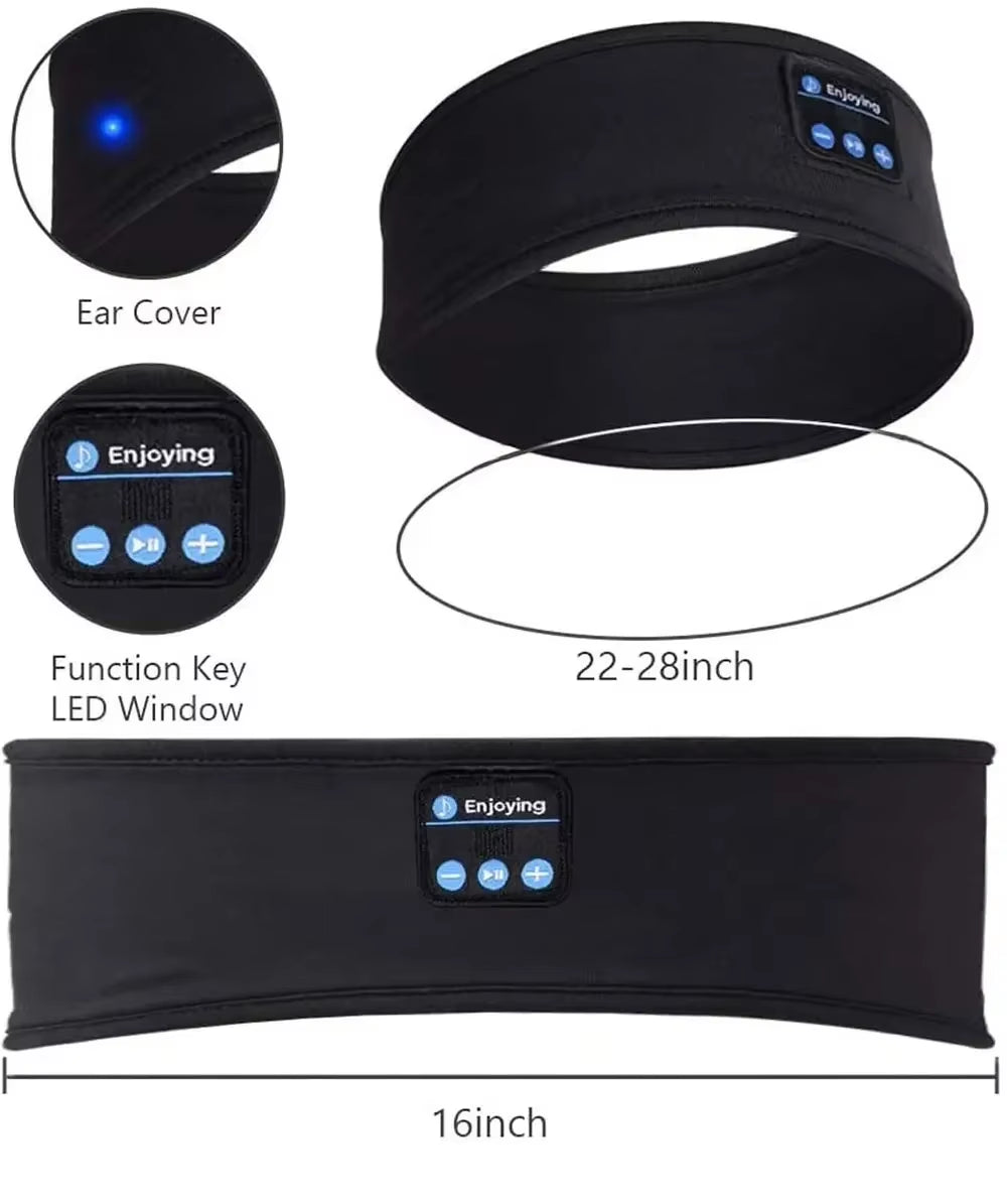 Sleep Eye Mask with Bluetooth 5.0 Headphones Soft Elastic Comfortable Headband ASMR Sleeping Band 10H Music