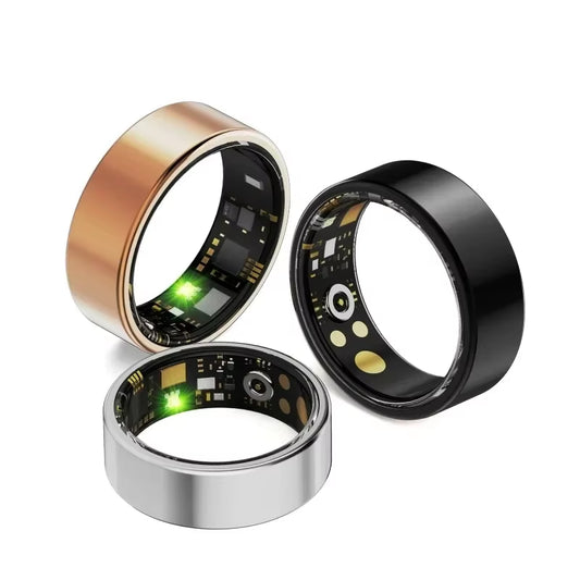 Smart Ring--300M IP68 Waterproof,Real Time Heart Rate Blood Oxygen Monitor Step Health Tracker,Accurate Sleep Counter,Sport Mode