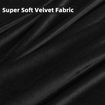 Black Velvet Curtains 84 Inch Length 1 Panels, Luxury Blackout Rod Pocket Curtains, Super Soft Room Darkening Drapes for Living