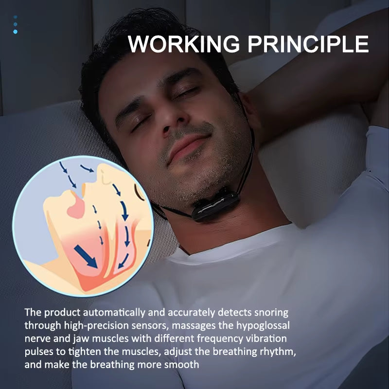 Smart anti Snoring Device Snore Stopper Snoring Solution Throat Massager Sleep Device Sleep Well Stop Snore Sleep Apnea Aid