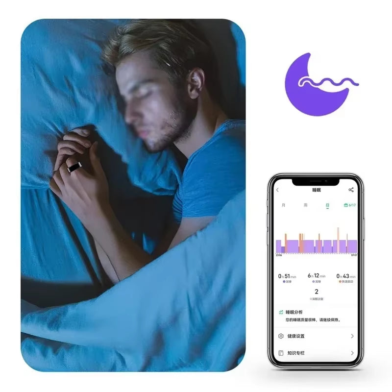 Smart Ring--300M IP68 Waterproof,Real Time Heart Rate Blood Oxygen Monitor Step Health Tracker,Accurate Sleep Counter,Sport Mode