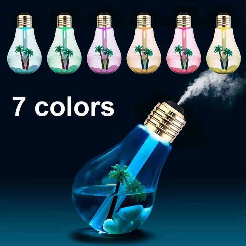 Creative Bulb Diffuser Humidifier Color Atmosphere Night Lamps Ultrasonic Essential Oil Diffuser Home Office Desktop Humidifier