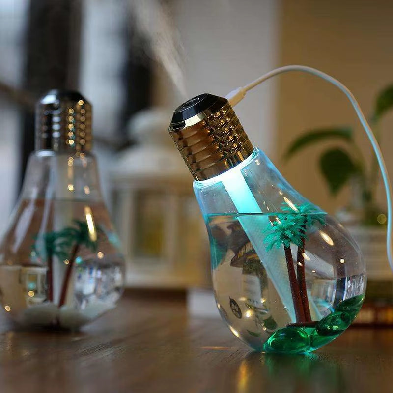 Creative Bulb Diffuser Humidifier Color Atmosphere Night Lamps Ultrasonic Essential Oil Diffuser Home Office Desktop Humidifier