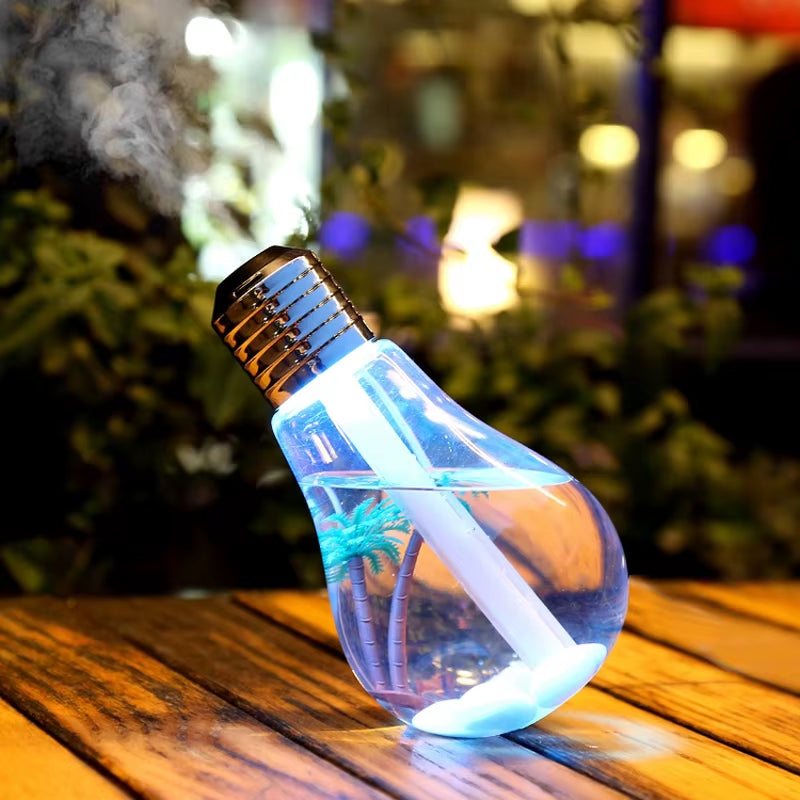Creative Bulb Diffuser Humidifier Color Atmosphere Night Lamps Ultrasonic Essential Oil Diffuser Home Office Desktop Humidifier