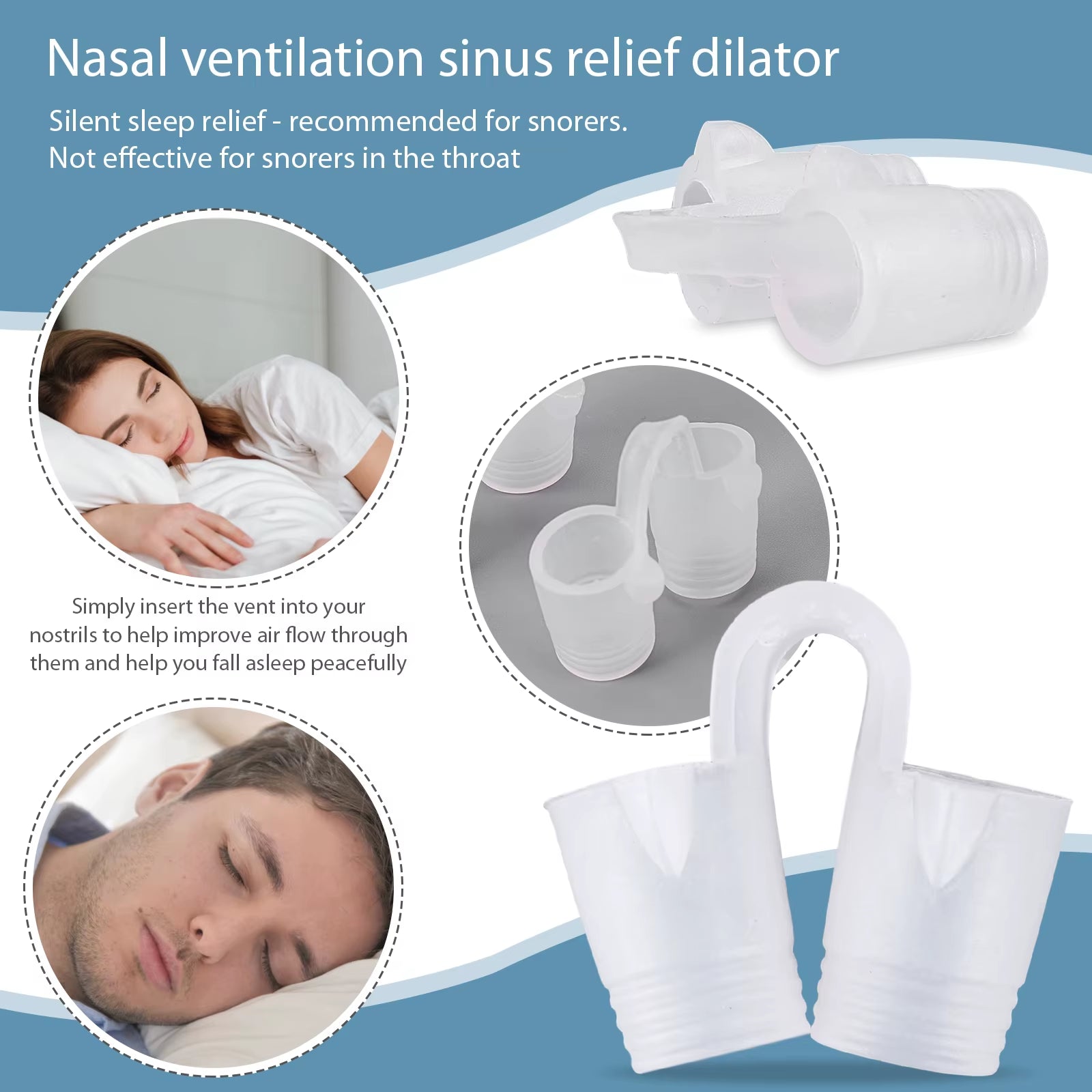 4 Pcs Nose Vent Sinus Relief Dilator Soft Silicone Vent Nasal Dilators Device Nose Clip No Strips Nose Clip for Nasal Snorers