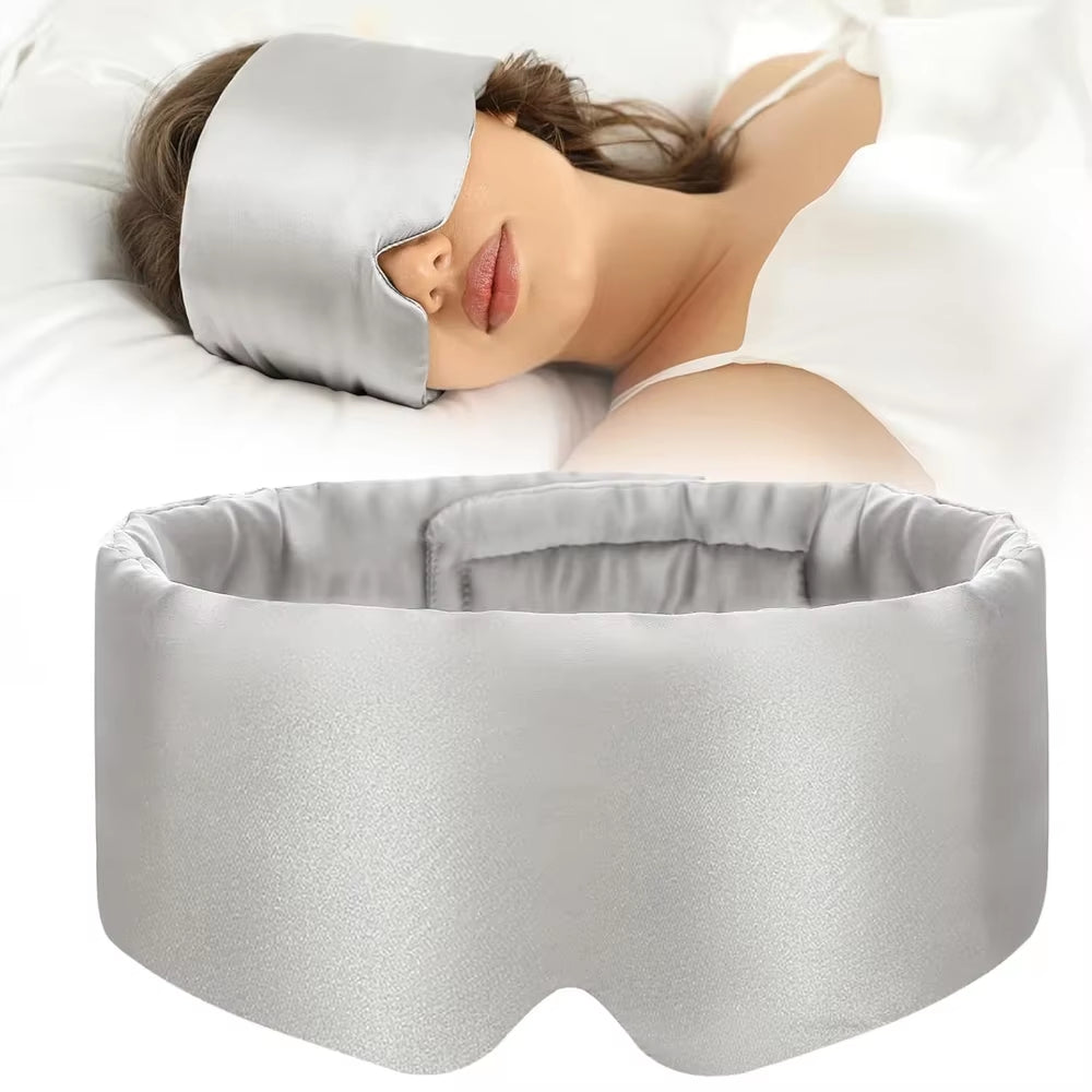 Silk Sleep Mask for Side Sleeper,Eye Mask Sleeping for Women Men 100% Mulberry Silk,Eye Cover for Sleeping with Adjustable Band